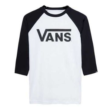 Vans Classic Raglan Boys White Black v003p3yb2