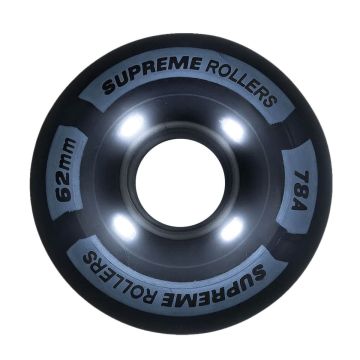 Supreme Rollers Side By Side Hjul LED-lys 62mm/78A Sort 4 Pak