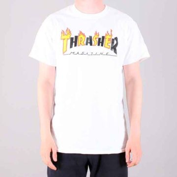Thrasher Flame Magazine Short Sleeve T-Shirt White